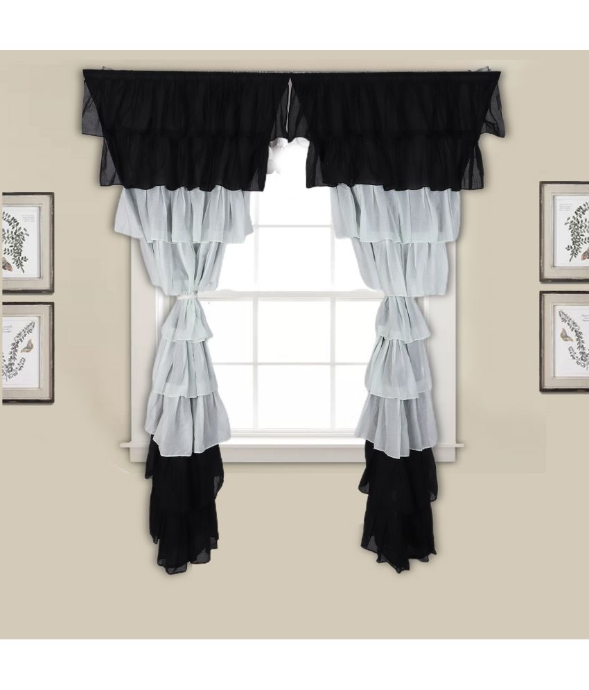     			NUEVOSGHAR Single Door Semi-Transparent Rod Pocket Cotton Black Curtains ( 213 x 106 cm )