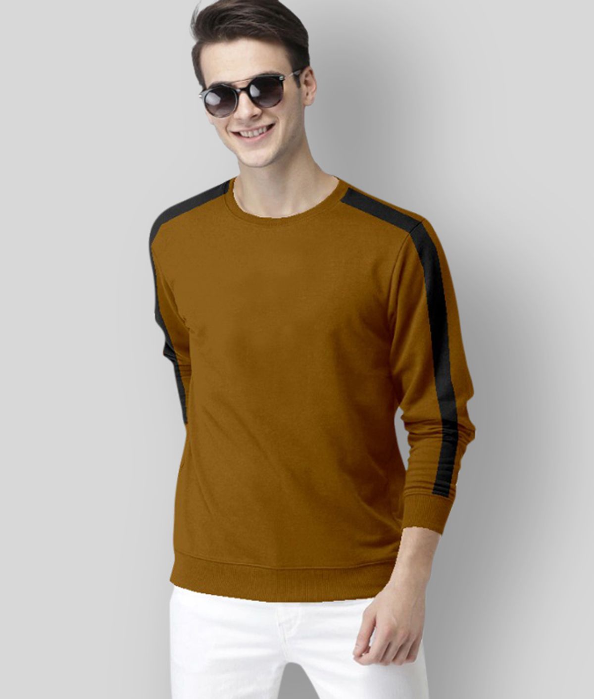     			P&V CREATIONS - Brown Cotton Blend Regular Fit Men's T-Shirt ( Pack of 1 )