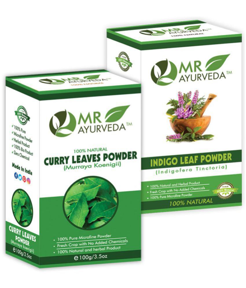     			MR Ayurveda Curry Leaves Powder &  Indigo Powder Hair Scalp Treatment 200 g Pack of 2