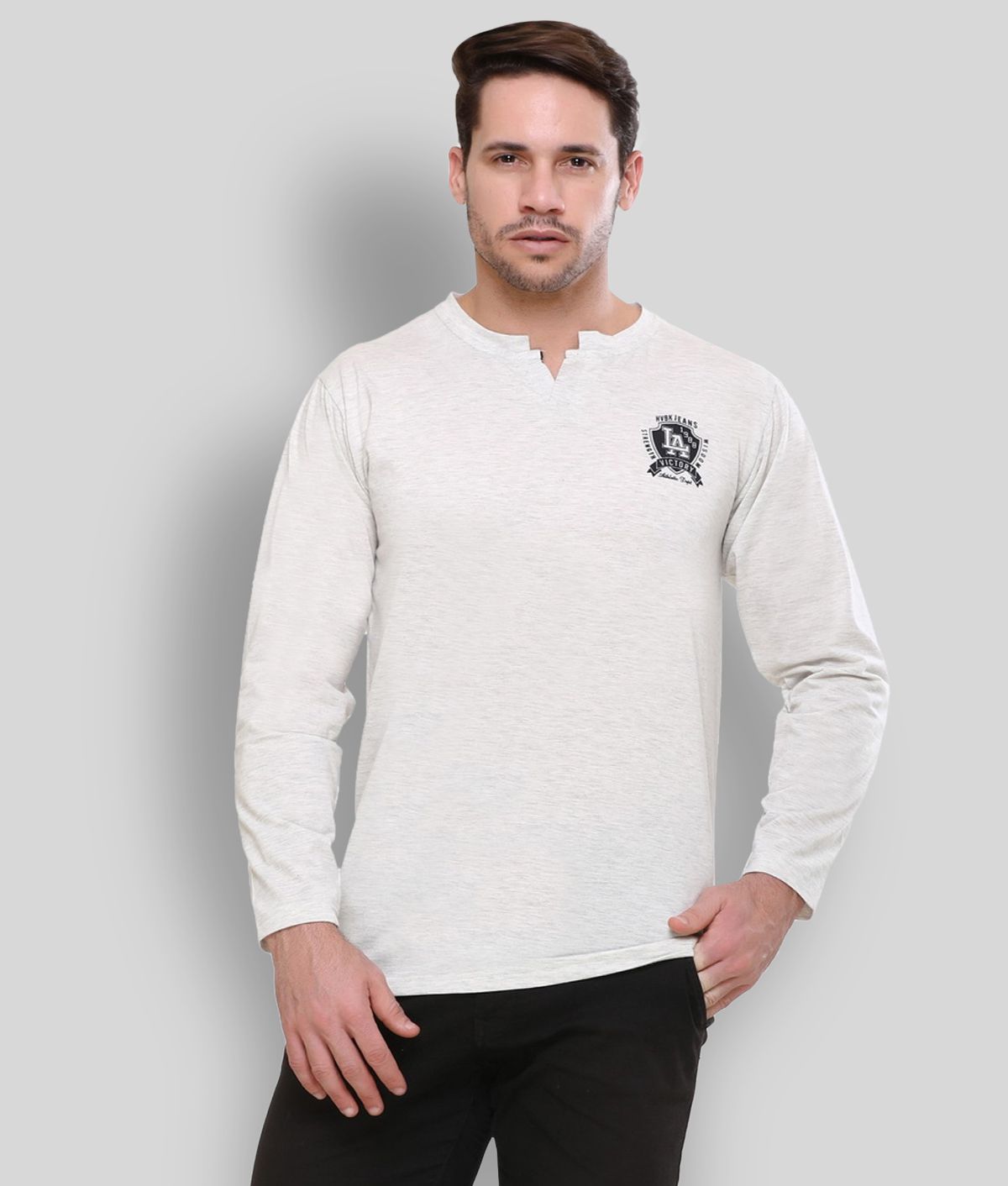    			HVBK - Grey Cotton Blend Regular Fit Men's T-Shirt ( Pack of 1 )