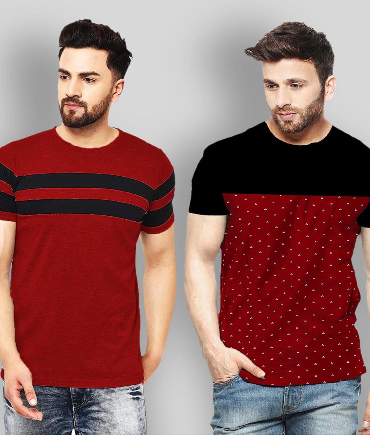     			Leotude - Red Cotton Regular Fit Men's T-Shirt ( Pack of 2 )