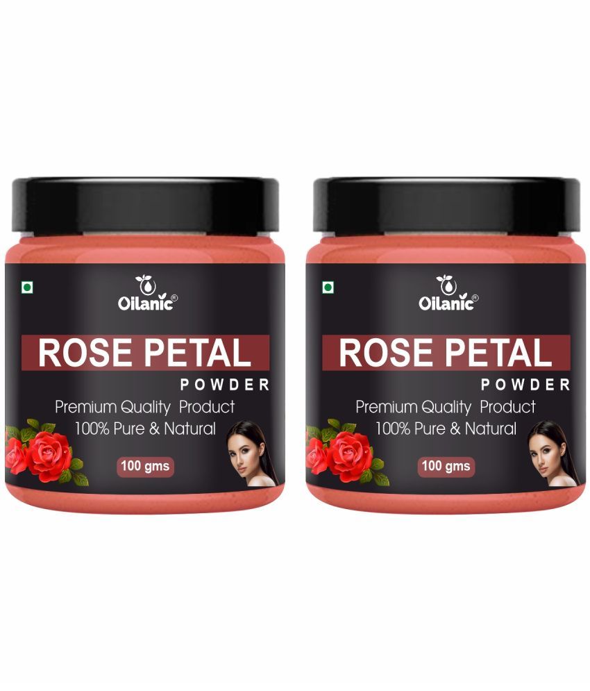     			Oilanic Natural Rose Petal Powder For Haircare Face Pack Masks 200 gm Pack of 2