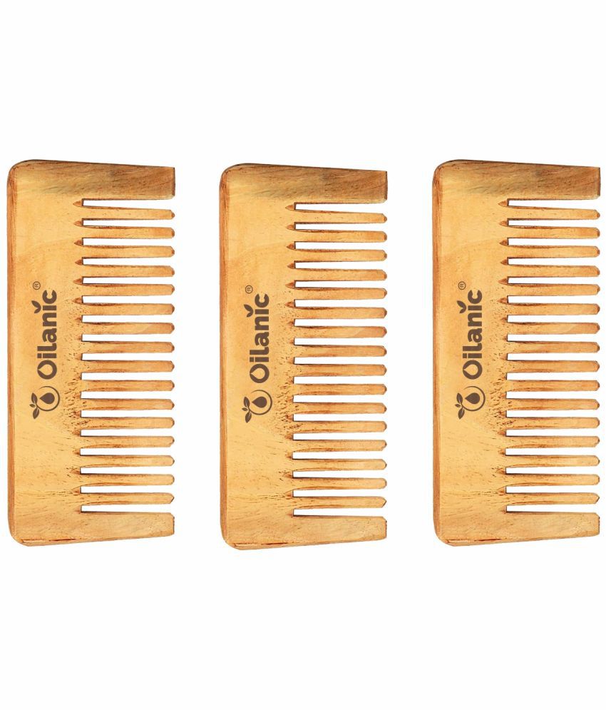     			Oilanic Neem Wooden Comb(5.5 inches) Hair Brush Pack of 3