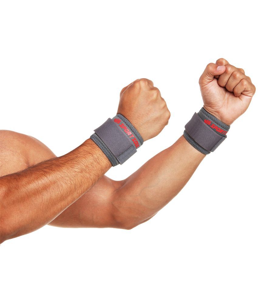     			SportSoul Wrist Support (Free Size, Grey) - 1 Pair