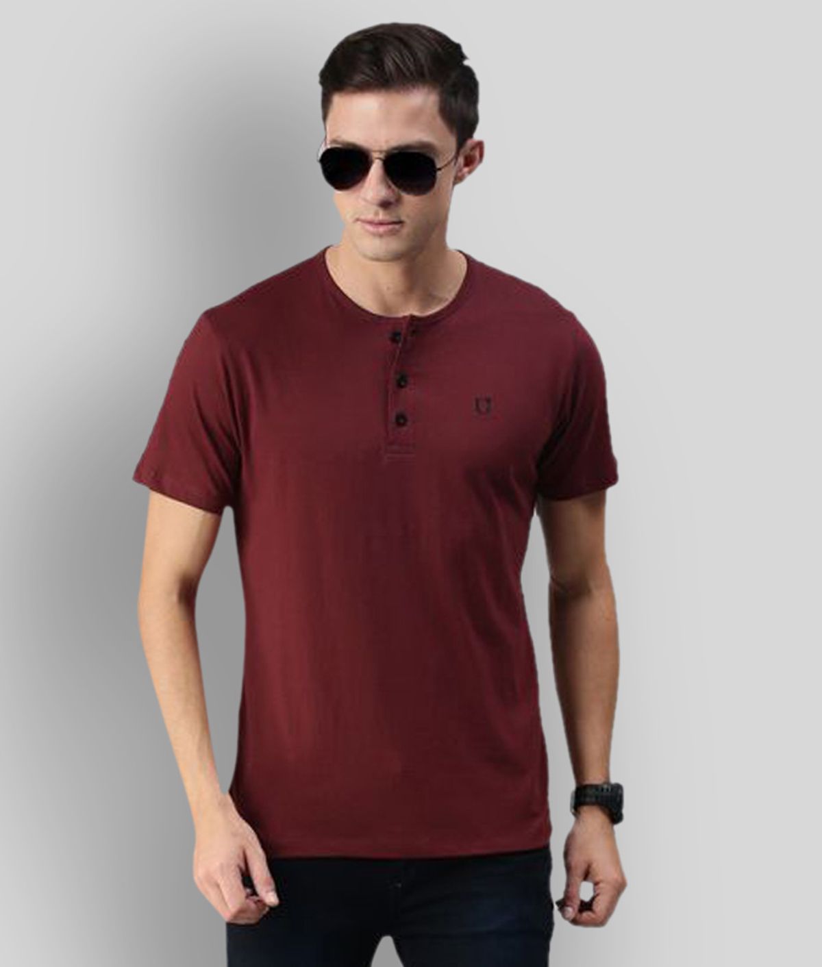     			Urbano Fashion - Maroon Cotton Slim Fit Men's T-Shirt ( Pack of 1 )