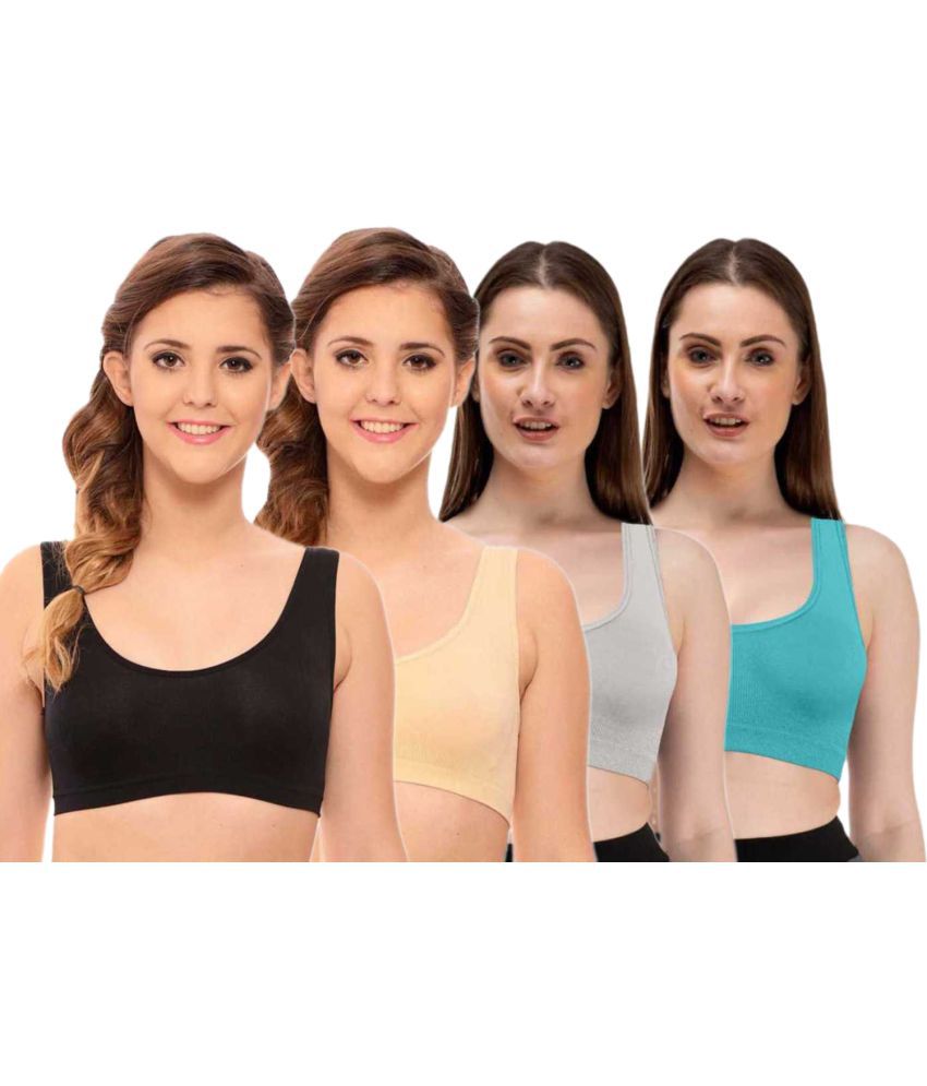     			ComfyStyle Cotton Lycra Air Bra - Multi Color Pack of 4