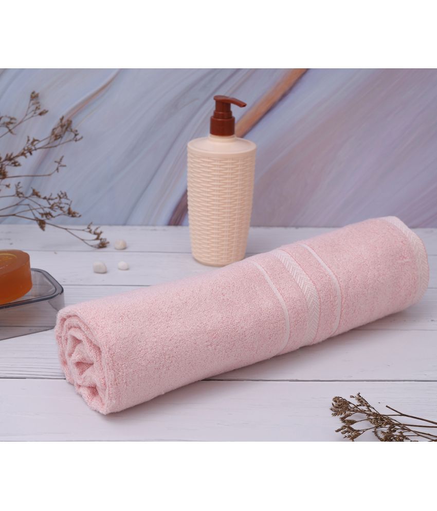 HOMETALES Antibacterial 100% Cotton Pink Bath Towel 375 GSM