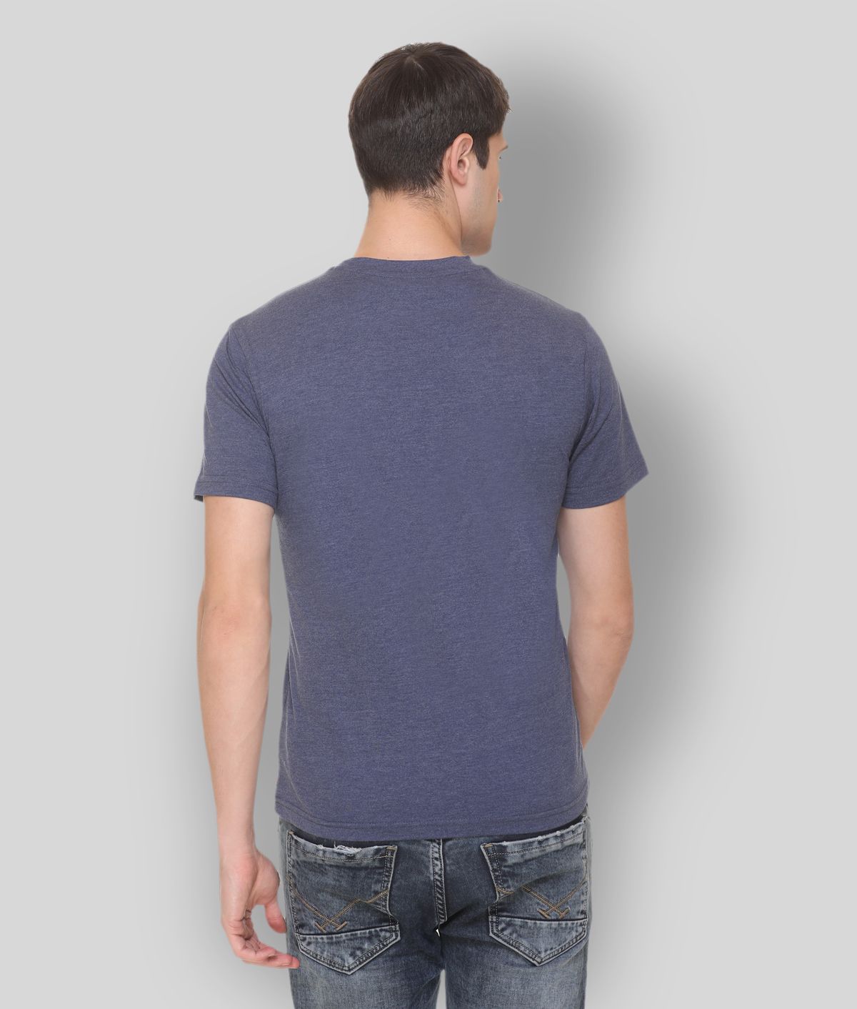 OBAAN - Navy Blue Cotton Blend Regular Fit Mens T-Shirt ( Pack of 1 ) - Buy OBAAN - Navy Blue Cotton Blend Regular Fit Mens T... 