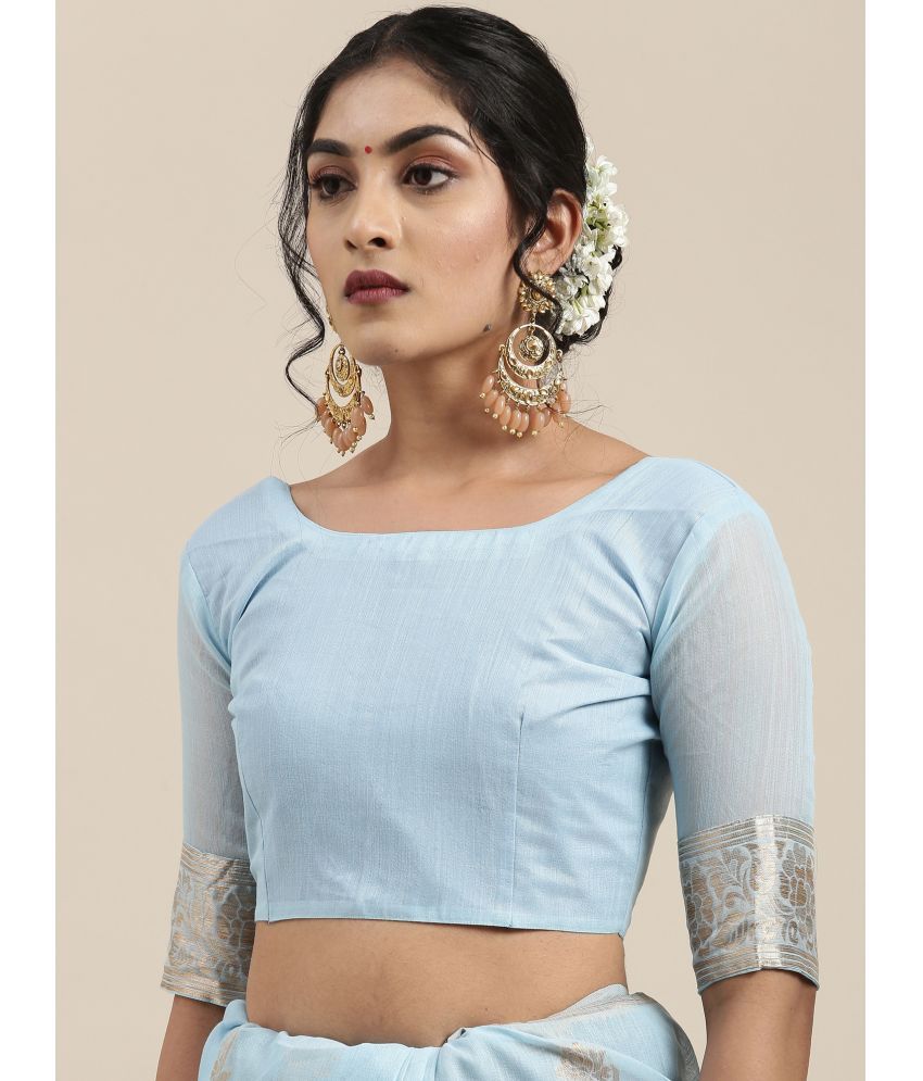 Saree Mall Blue Linen Saree With Blouse Piece ( ) Buy Saree Mall