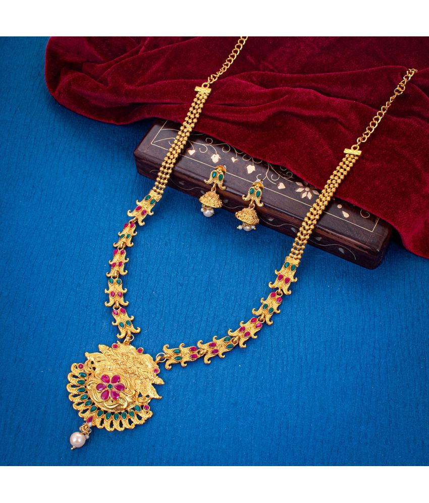     			Sukkhi Alloy Golden Traditional Necklaces Set Collar