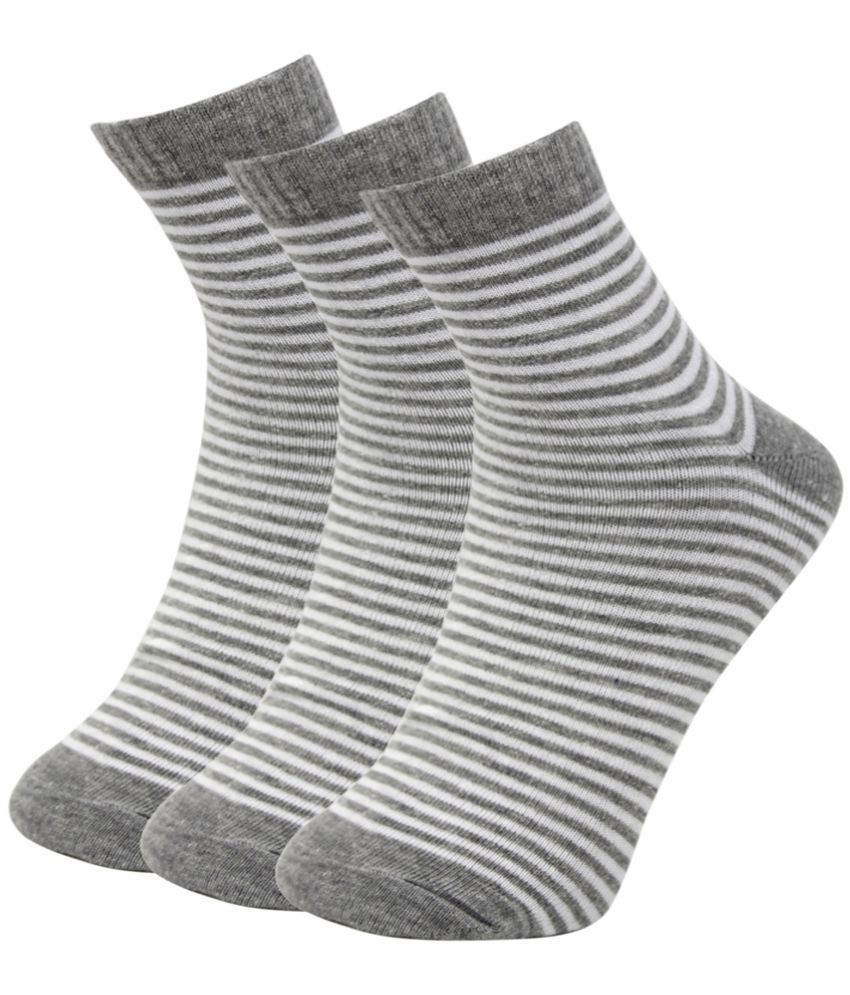     			Williwr Women's Gray Cotton Striped Combo Low Cut Socks ( Pack of 3 )