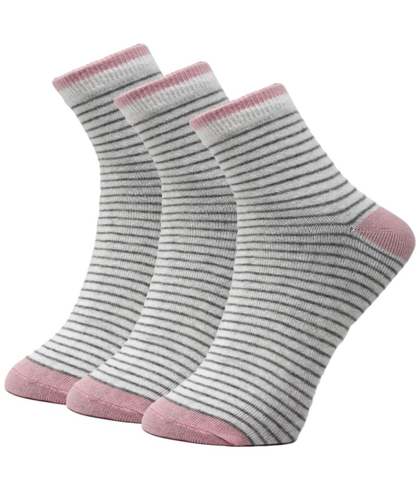 Williwr Women's Pink Cotton Striped Combo Low Cut Socks ( Pack of 3 )