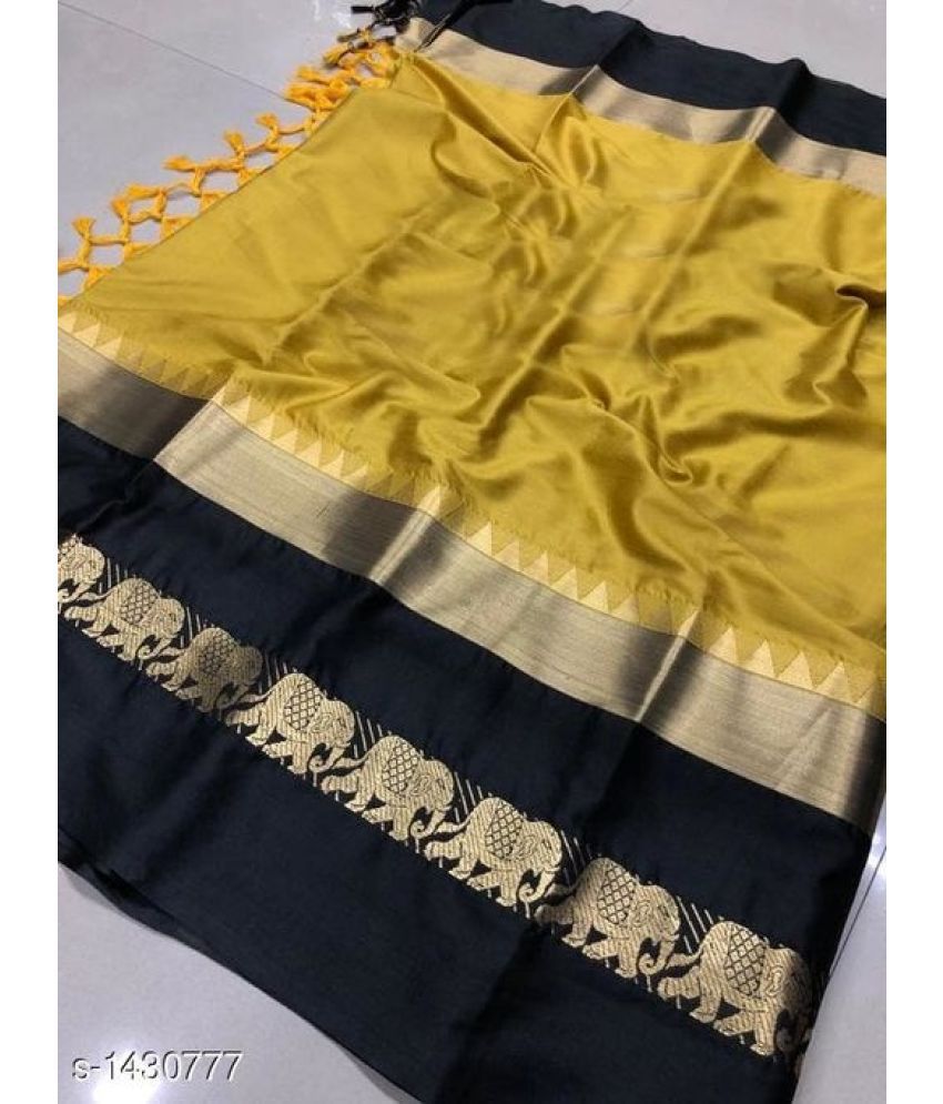     			fab woven - Yellow Cotton Blend Saree With Blouse Piece ( Pack of 1 )