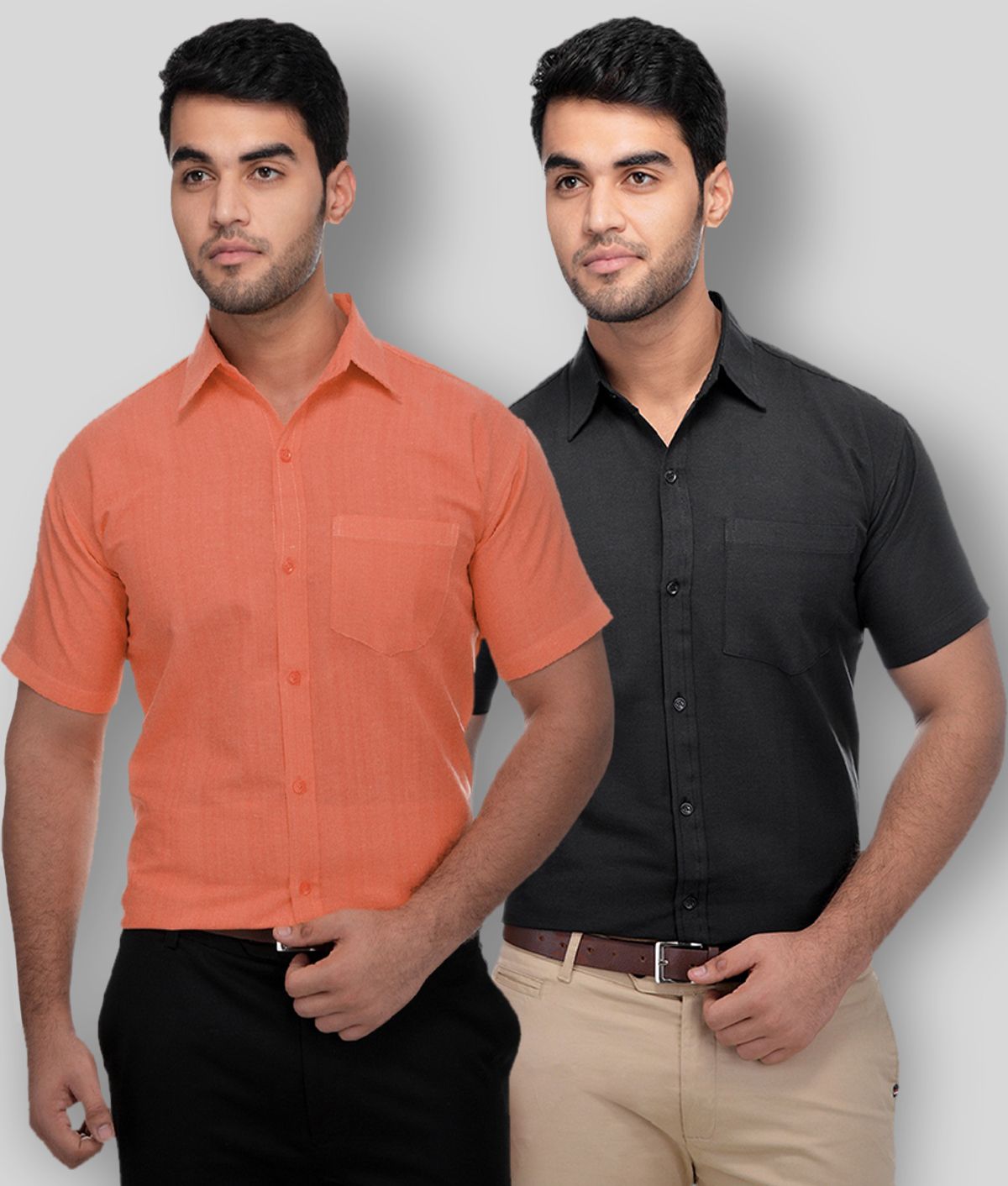     			DESHBANDHU DBK - Multicolor Cotton Regular Fit Men's Formal Shirt (Pack of 2)