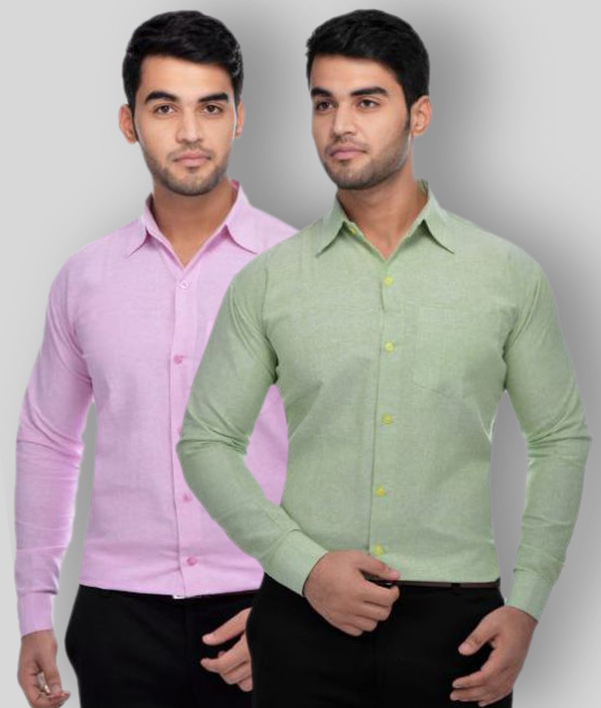     			DESHBANDHU DBK - Multicolor Cotton Regular Fit Men's Formal Shirt (Pack of 2)