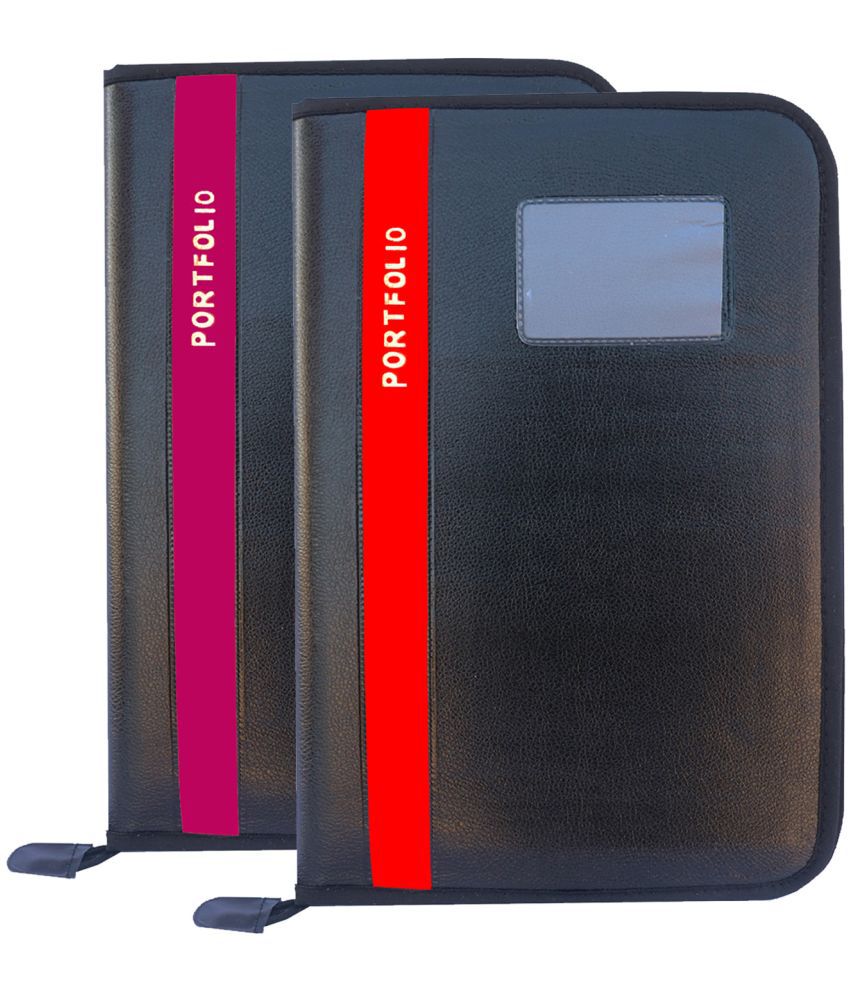     			Kopila PORTFOLIO File Folder,Faux Leather  Professional Look, 20 leafs,Certificate, Documents Holder FS/A4 Size (Set Of 2, Red & Cherry)