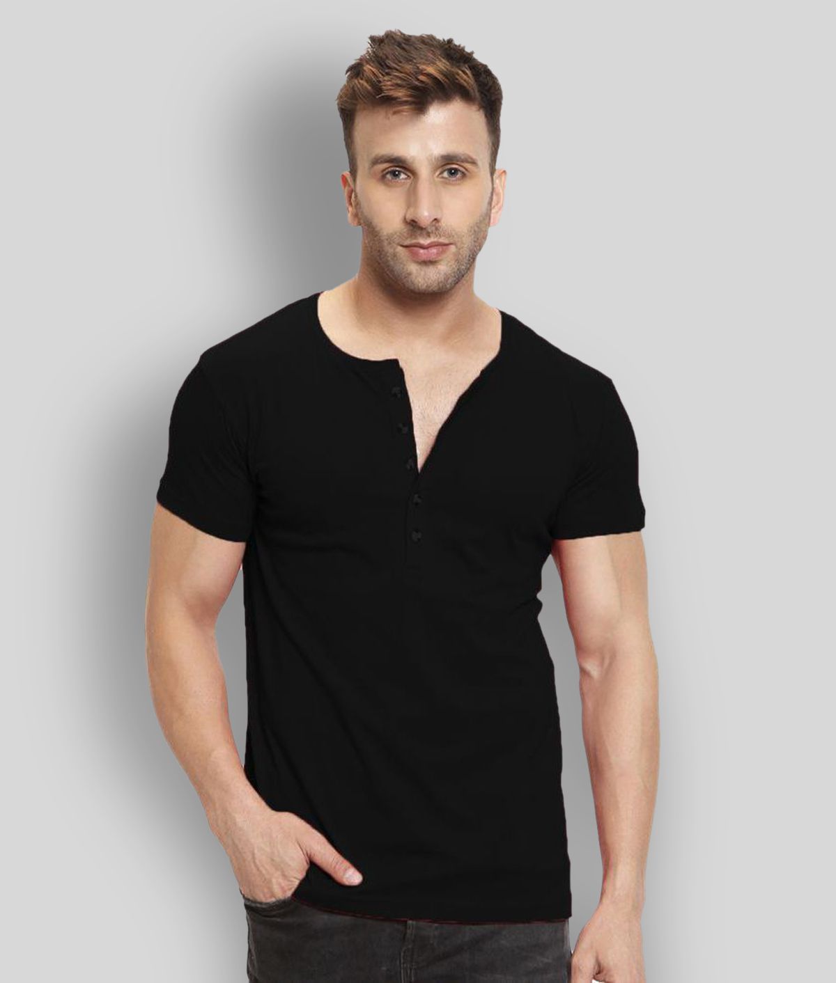     			Leotude - Black Cotton Blend Regular Fit Men's T-Shirt ( Pack of 1 )