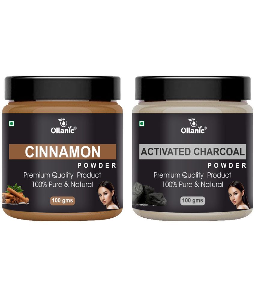     			Oilanic 100% Pure Cinnamon Powder & Charcoal Powder For Skin Hair Mask 200 g Pack of 2