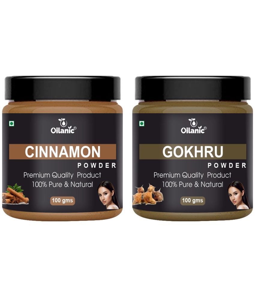     			Oilanic 100% Pure Cinnamon Powder & Gokhru Powder For Skincare Hair Mask 200 g Pack of 2