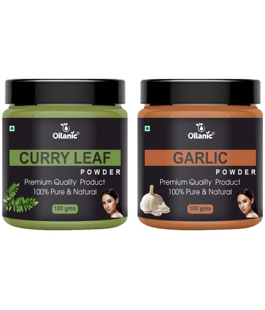     			Oilanic 100% Pure Curry Leaf Powder & Garlic Powder For Skincare Hair Mask 200 g Pack of 2