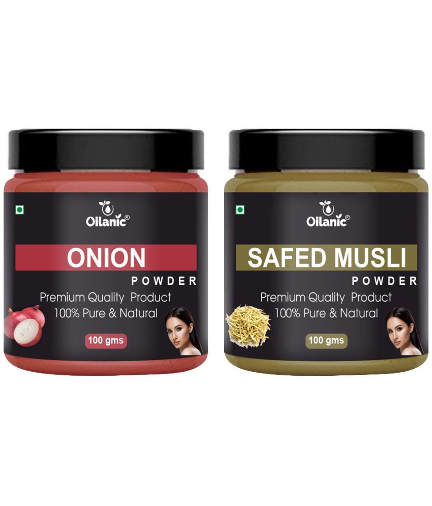    			Oilanic 100% Pure Onion Powder & Safed Musli Powder-Skin Hair Mask 200 g Pack of 2