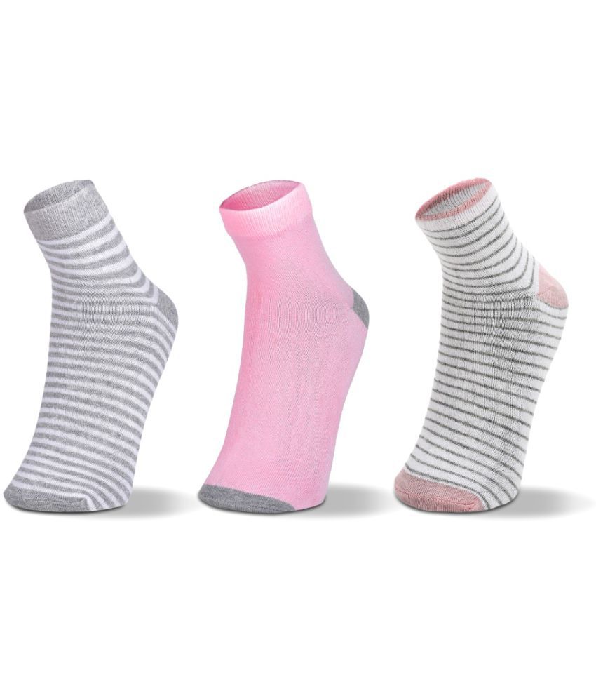Williwr Women's Multicolor Cotton Striped Combo Low Cut Socks ( Pack of 3 )