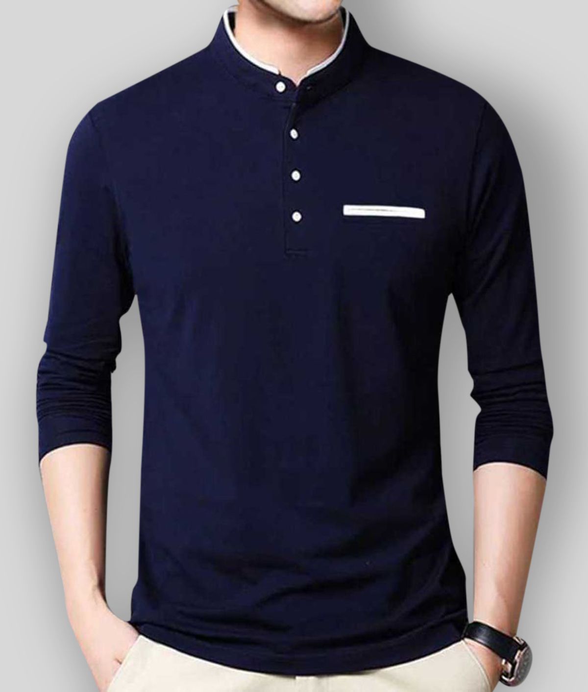 Buy AUSK - Blue Cotton Blend Regular Fit Men's T-Shirt ( Pack of 1 ...
