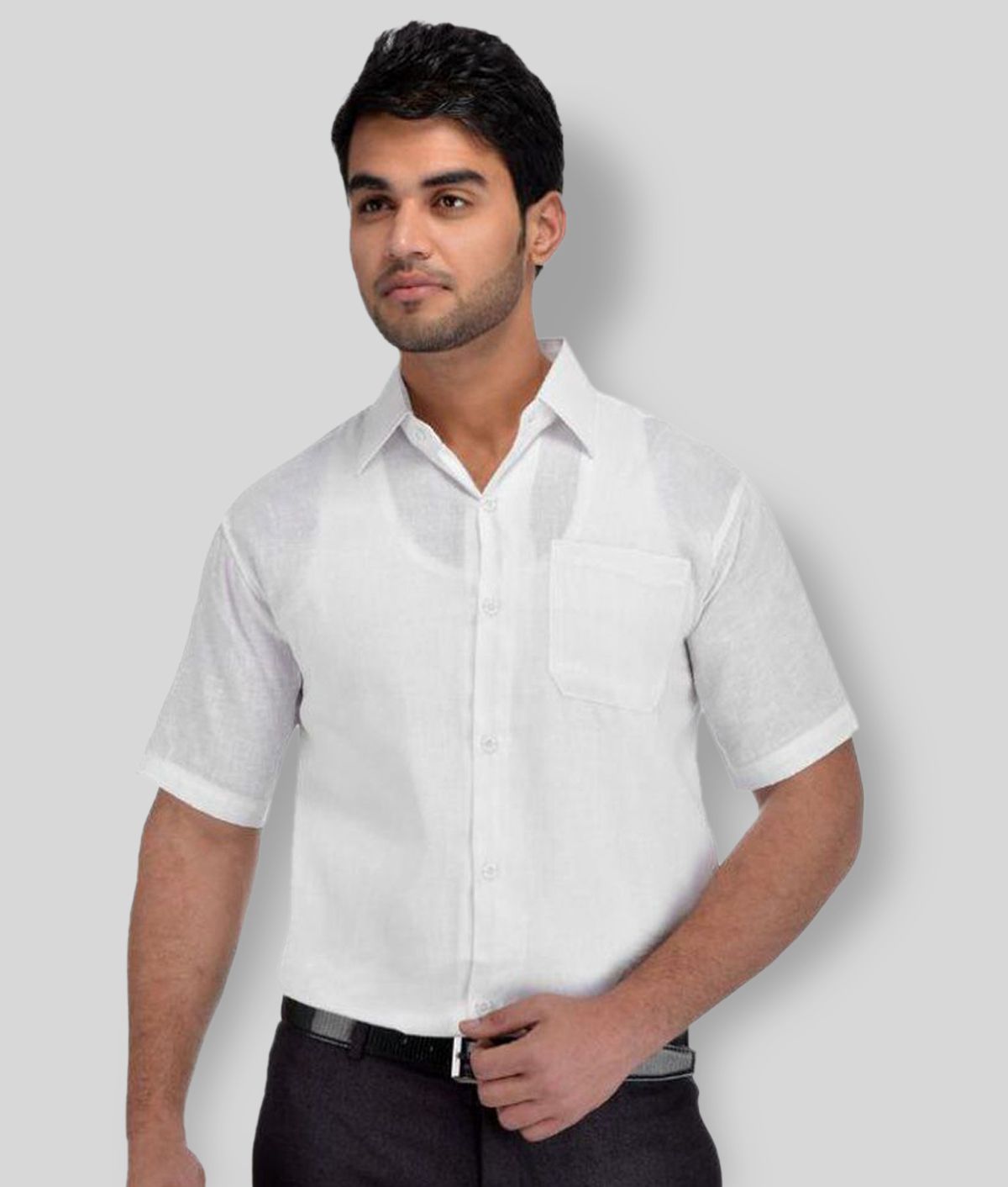 white cotton half shirt
