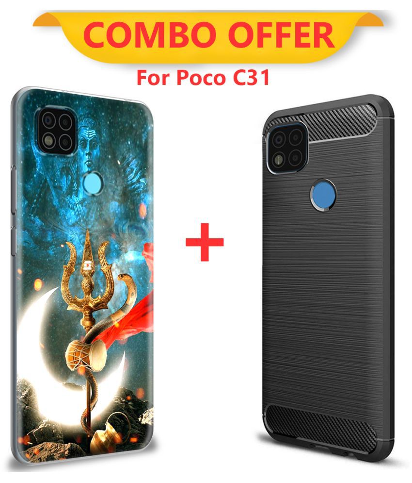     			NBOX Printed Cover For Poco C31 Premium look case Pack of 2