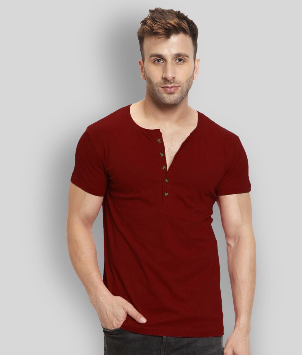     			Leotude - Maroon Cotton Regular Fit Men's T-Shirt ( Pack of 1 )