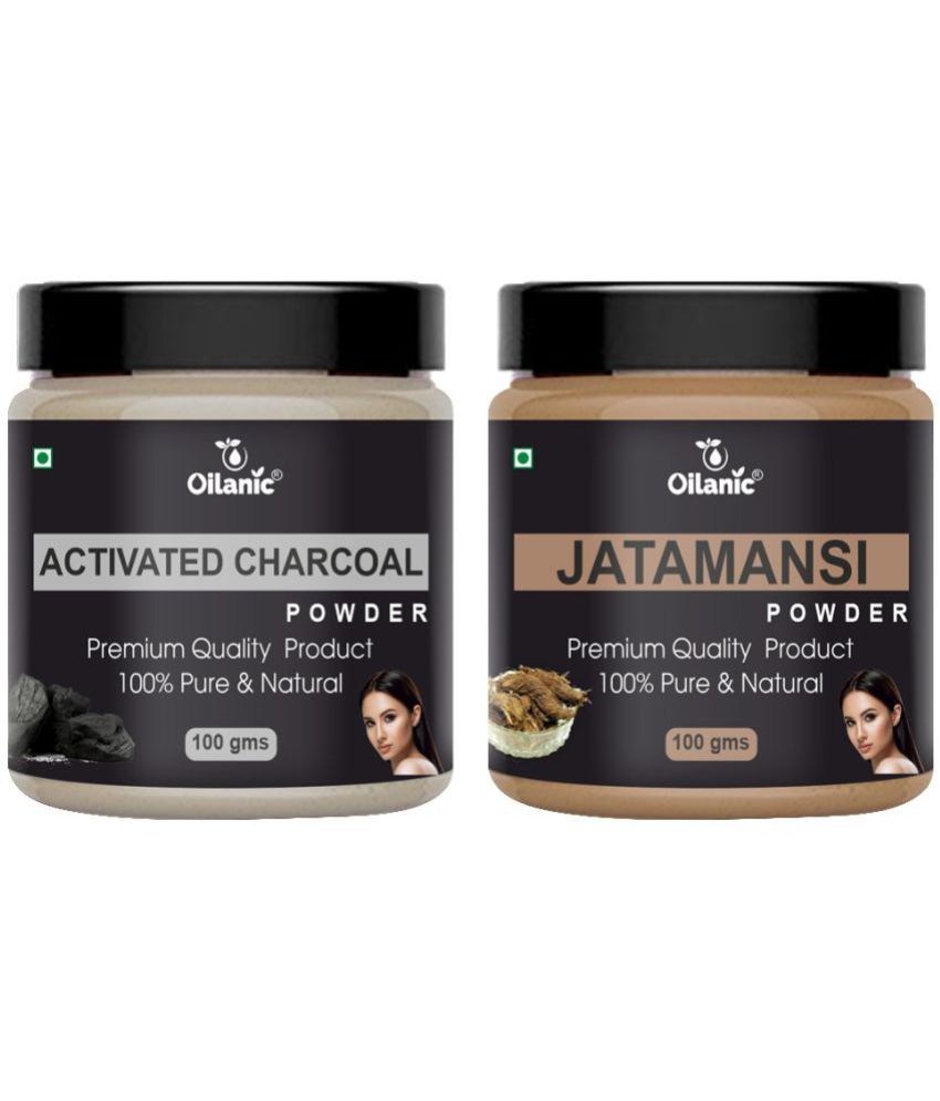     			Oilanic 100% Activated Charcoal Powder & Jatamansi Powder For Skin Hair Mask 200 g Pack of 2