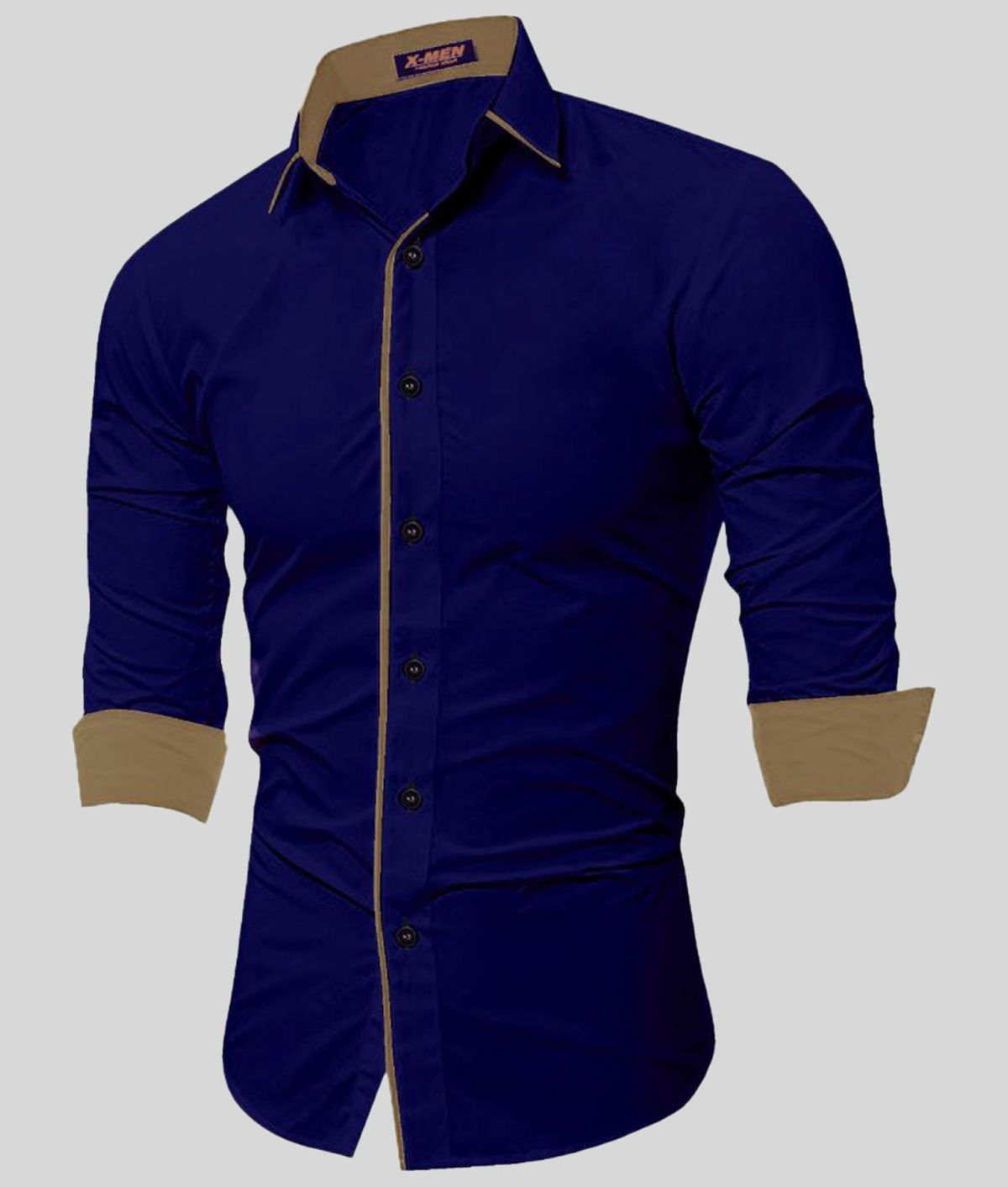 P&V - Blue Cotton Slim Fit Men's Casual Shirt (Pack of 1 )