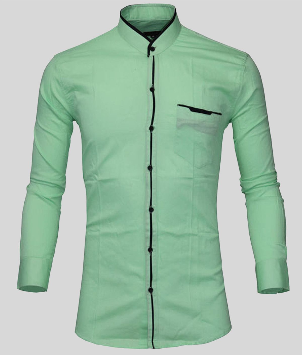 P&V CREATIONS - Green Cotton Blend Slim Fit Men's Casual Shirt (Pack of 1)