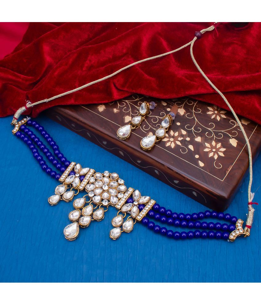     			Sukkhi Alloy Blue Traditional Necklaces Set Choker