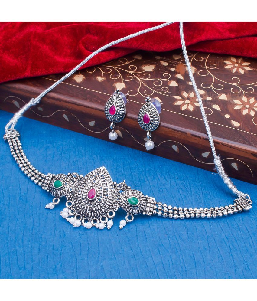     			Sukkhi Alloy Silver Traditional Necklaces Set Choker