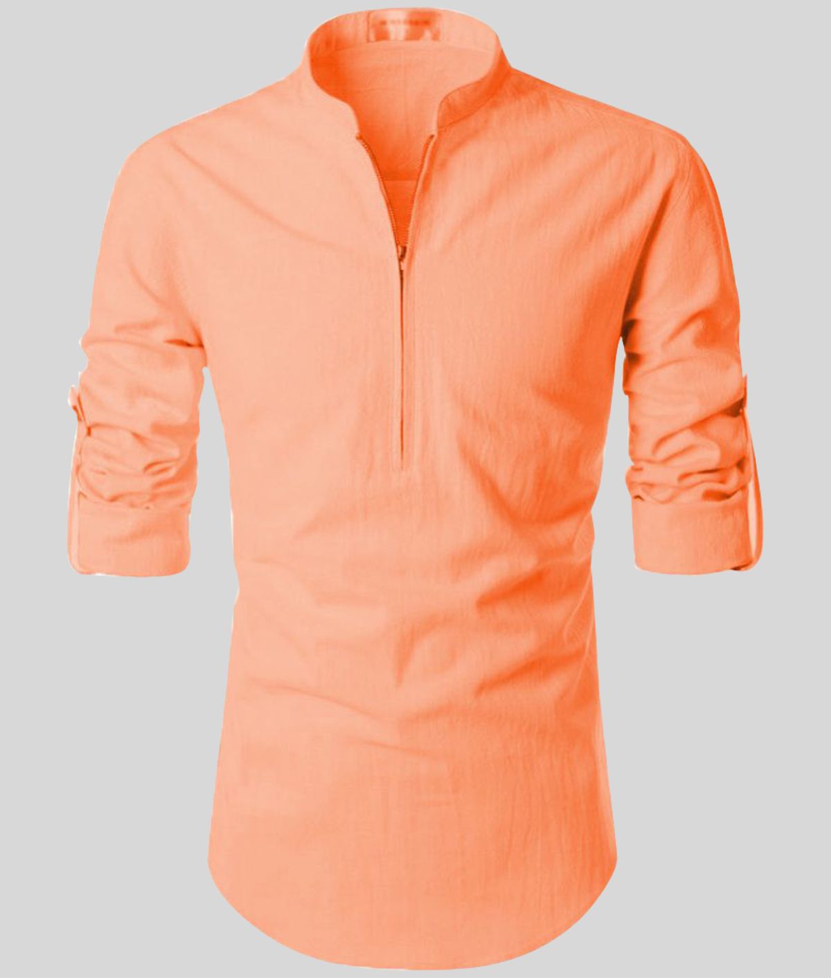     			Vida Loca - Orange Linen Slim Fit Men's Casual Shirt (Pack of 1)