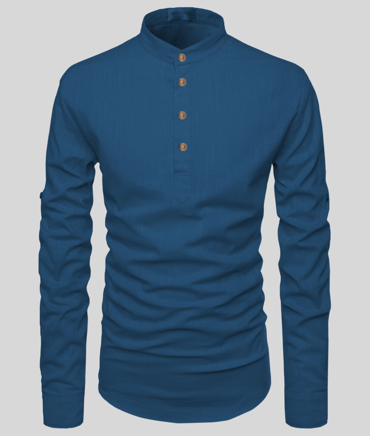     			Vida Loca - Blue Linen Slim Fit Men's Casual Shirt (Pack of 1)