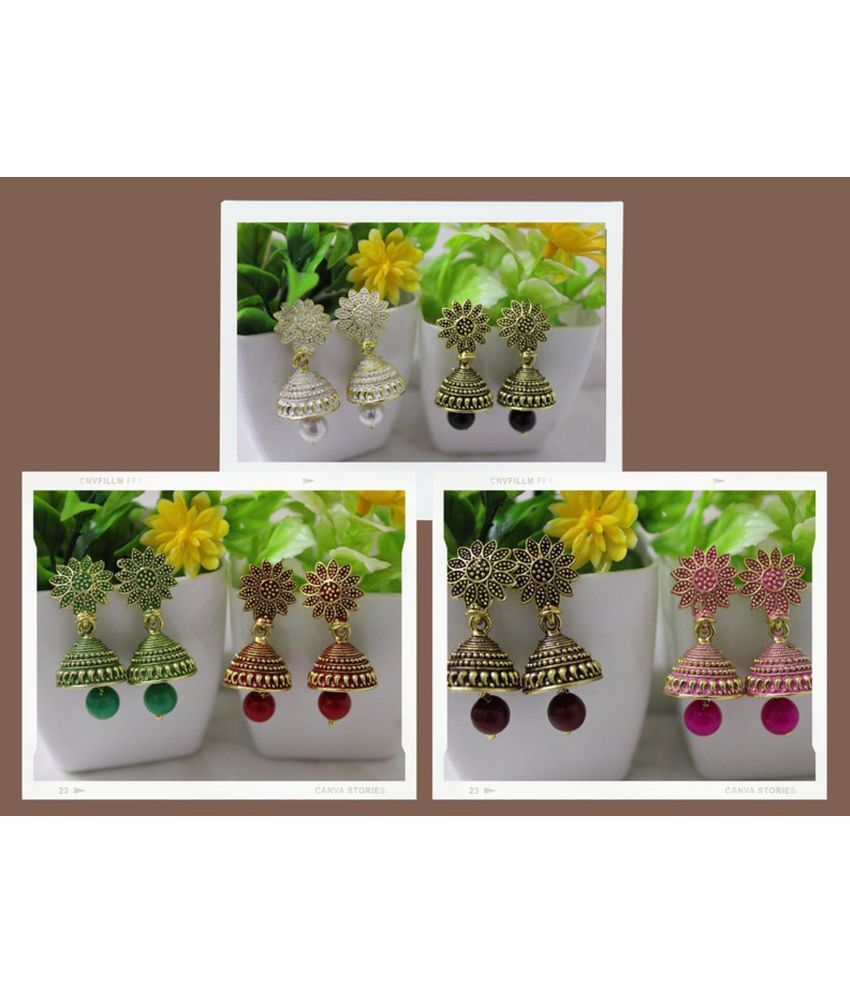     			Happy Stoning Combo of 6 pairs of Sizzling Trendy Jhumka Earrings