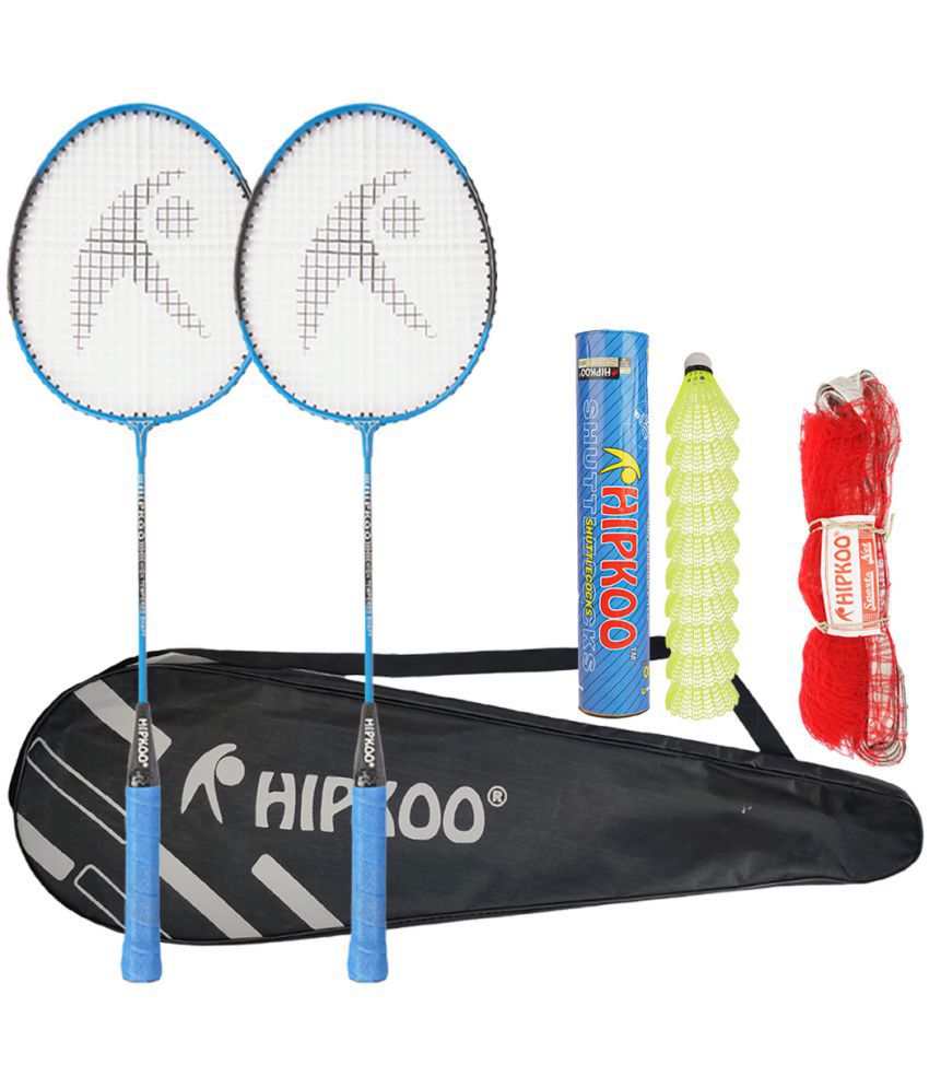     			Hipkoo Sports Entire Aluminum Badminton Complete Racquets Set | 2 Wide Body Rackets with Cover, 10 Shuttlecocks and Net | Ideal for Beginner | Flexible, Lightweight & Sturdy (Multicolor of 2)