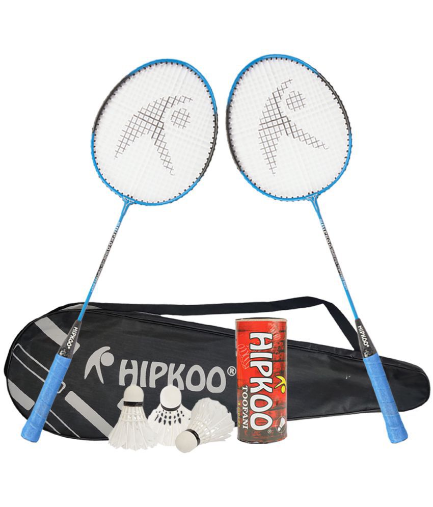     			Hipkoo Sports Series Aluminum Badminton Complete Racquets Set | 2 Wide Body Rackets with Cover, 3 Shuttlecocks | Ideal for Beginner | Flexible, Lightweight & Sturdy (Blue, Set of 2)