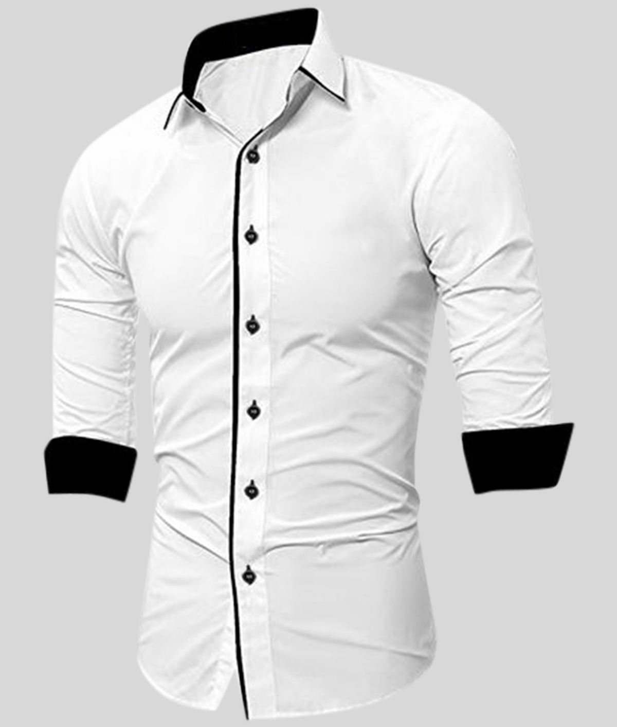 Life Roads - White Cotton Slim Fit Men's Casual Shirt (Pack of 1 )