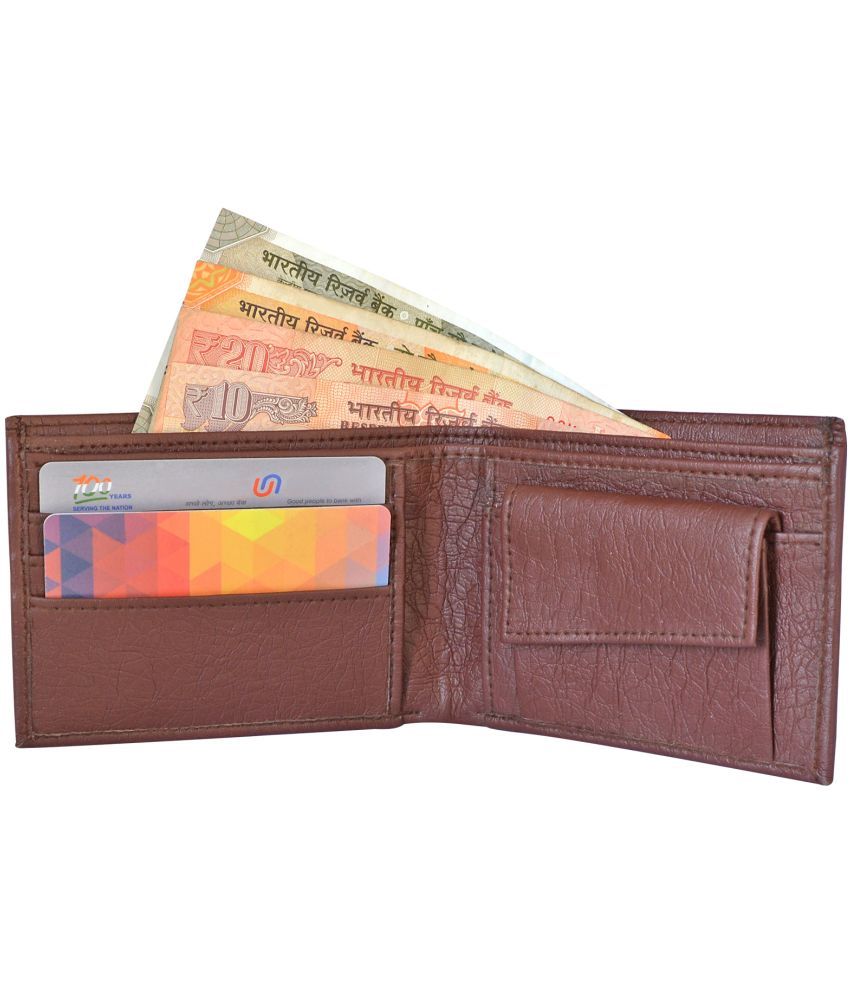     			Loopa PU Brown Casual Regular Wallet