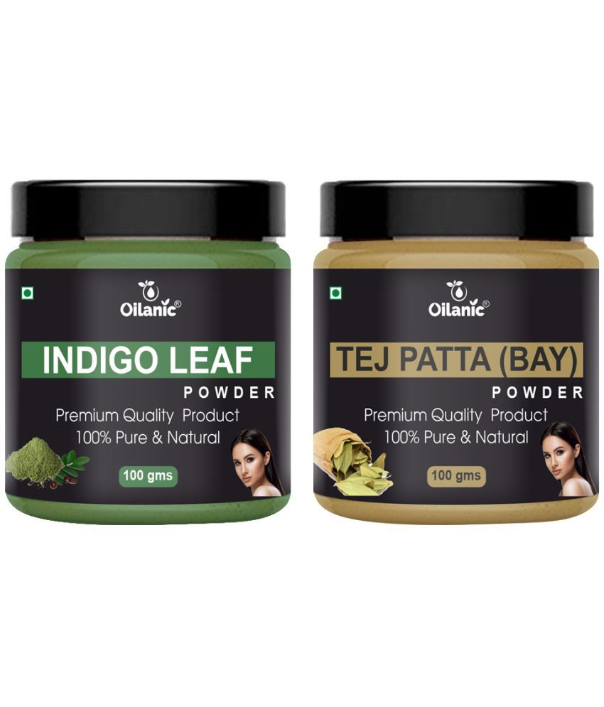     			Oilanic 100% Pure Indigo Leaf Powder & Tej Patta For Skincare Hair Mask 200 g Pack of 2