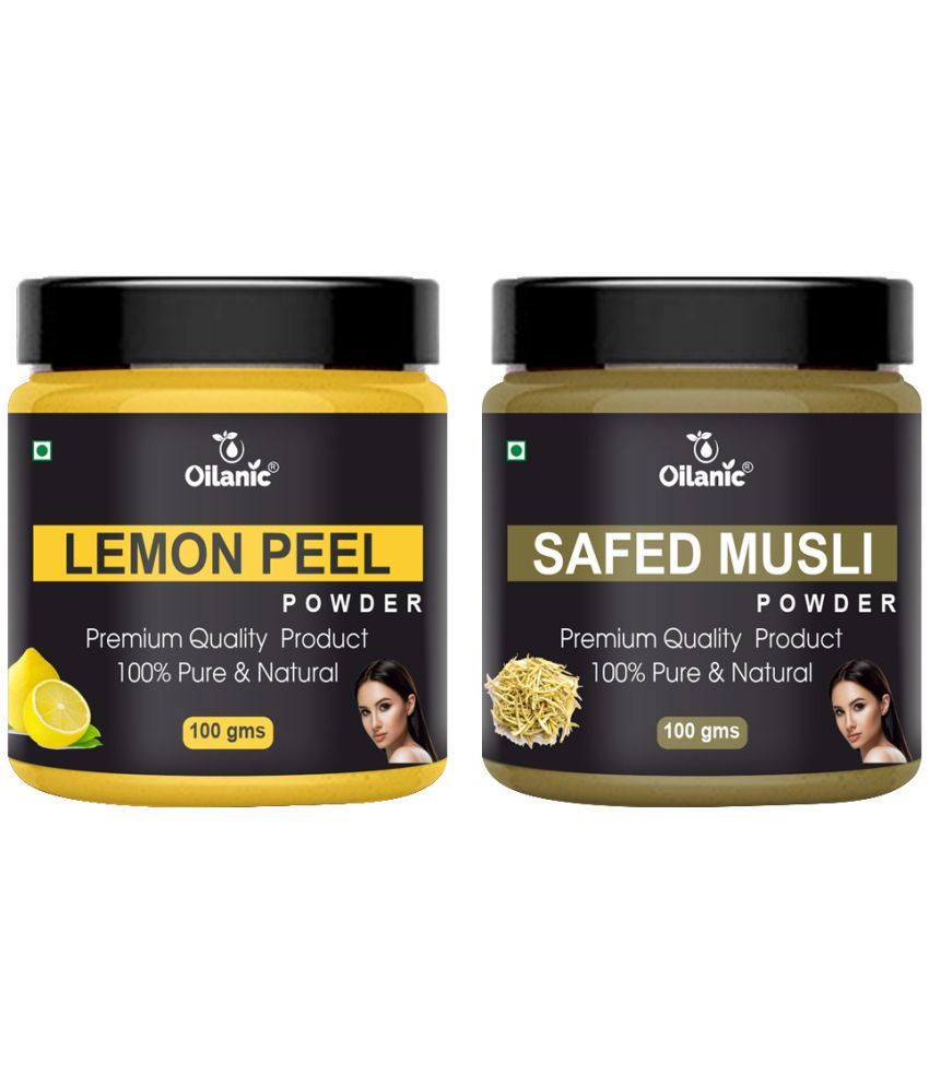     			Oilanic 100% Pure Lemon Peel Powder & Safed Musli Powder For Skin Hair Mask 200 g Pack of 2