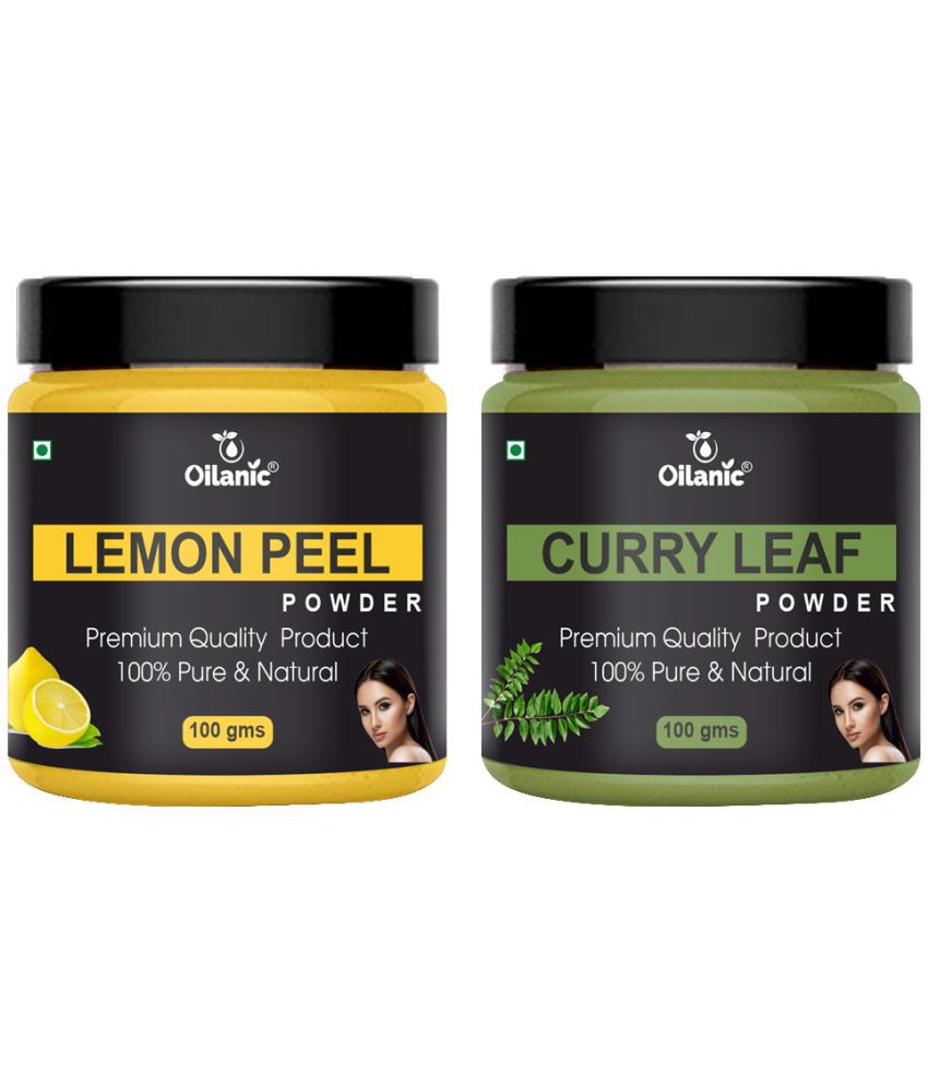     			Oilanic 100% Pure Lemon Peel Powder & Curry Leaf Powder For Skin Hair Mask 200 g Pack of 2