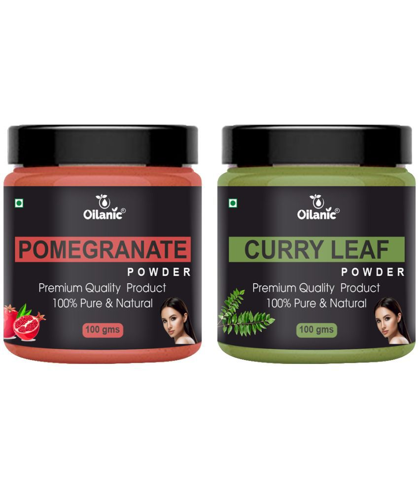     			Oilanic 100% Pure Pomegranate Powder & Curry Leaf Powder For Skin Hair Mask 200 g Pack of 2