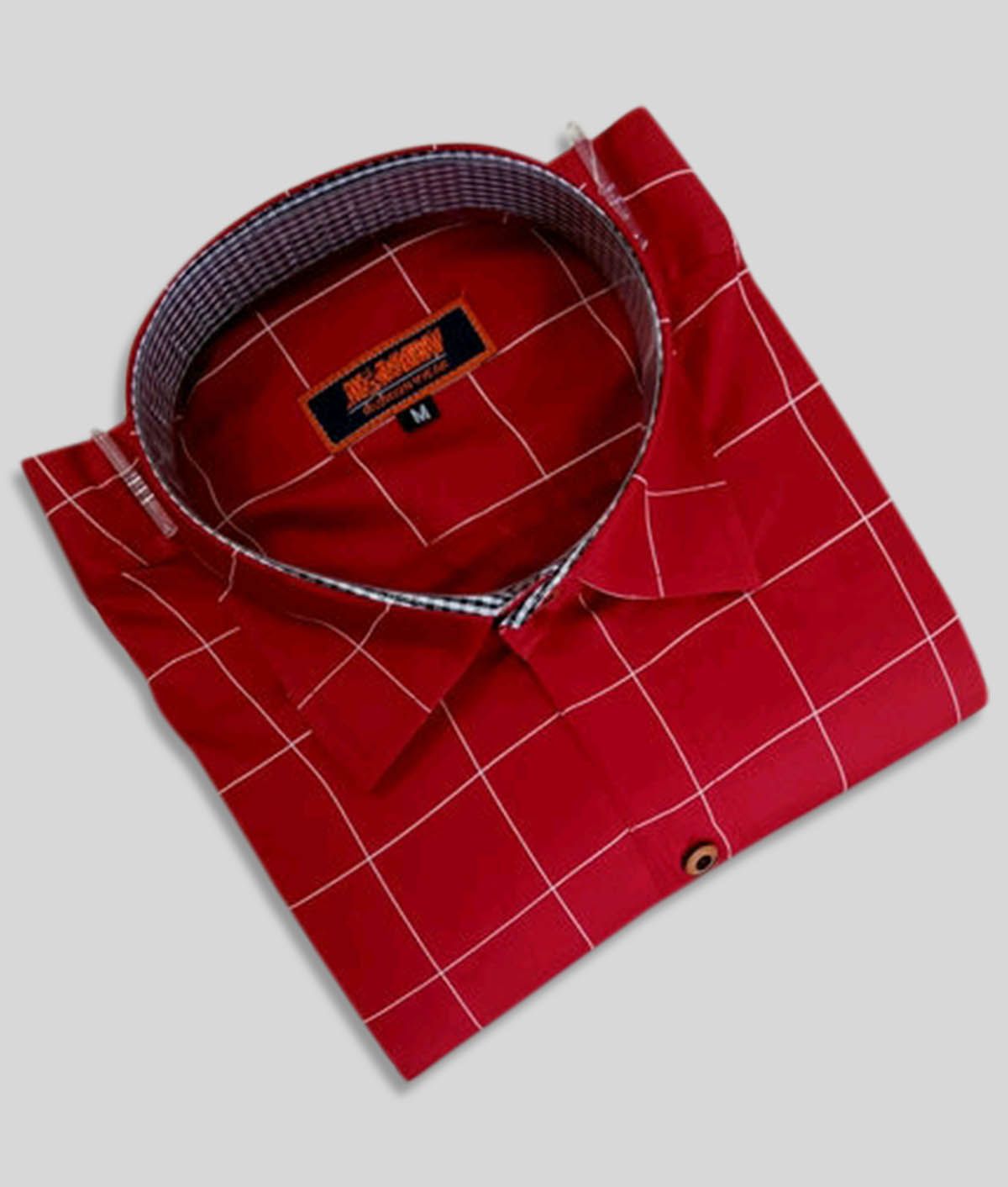 P&V CREATIONS - Red Cotton Blend Slim Fit Men's Casual Shirt (Pack of 1)