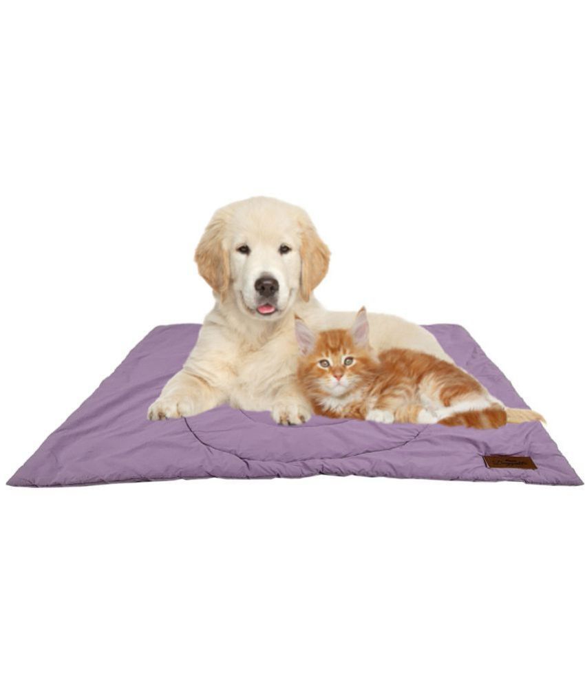     			NUEVOS DOGGADIL Cotton Quilted Rectangle Cat Dog Pet Bed Mattress | Foldable Padded Pet Mat_ Purple