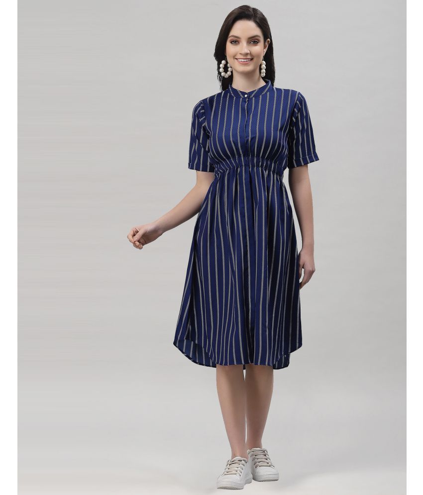     			Selvia Crepe Blue Regular Dress -