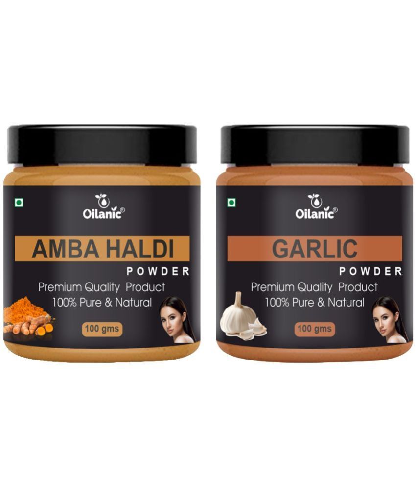     			Oilanic 100% Pure Amba Haldi Powder & Garlic Powder For Skin Hair Mask 200 g Pack of 2